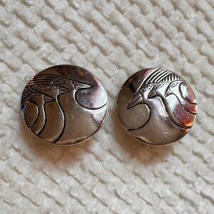 Laurel Burch Earrings Celestial Birds Clip-On Vintage Jewelry 1980s